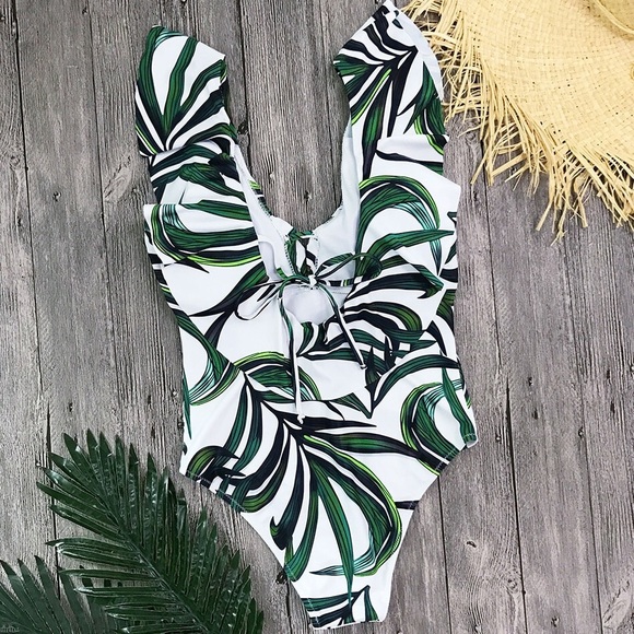 Tropical Palm Tree Ruffle Monokini - Picture 4 of 6